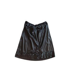 Vintage 80s Black Mini Skirt Half Slip Silky Nylon Pinup Boudoir Retro Rocker, M